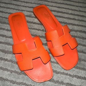 Hermes Oran Sandals in orange